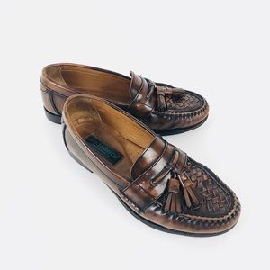 G.H. Bass Brown Copper Weave Casual Tassel Loafers